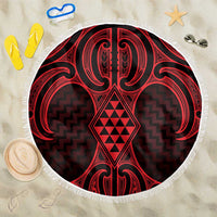 Whero Maori Ta Moko Poutama Art Beach Blanket LT9 One Size 150cm Red - Polynesian Pride