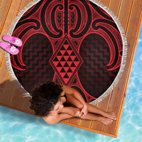 Whero Maori Ta Moko Poutama Art Beach Blanket LT9 - Polynesian Pride