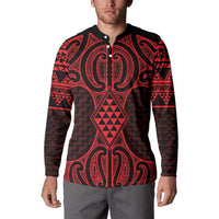 Whero Maori Ta Moko Poutama Art Button Sweatshirt LT9 - Polynesian Pride