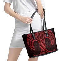 Whero Maori Ta Moko Poutama Art Leather Tote Bag