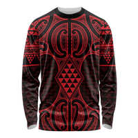 Whero Maori Ta Moko Poutama Art Long Sleeve Shirt LT9 Unisex Red - Polynesian Pride