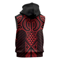 Whero Maori Ta Moko Poutama Art Sleeveless Zip Hoodie LT9 - Polynesian Pride