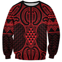 Whero Maori Ta Moko Poutama Art Sweatshirt LT9 Unisex Red - Polynesian Pride