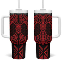 Whero Maori Ta Moko Poutama Art Tumbler With Handle