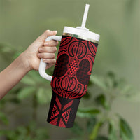 Whero Maori Ta Moko Poutama Art Tumbler With Handle