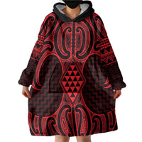 Whero Maori Ta Moko Poutama Art Wearable Blanket Hoodie LT9 - Polynesian Pride