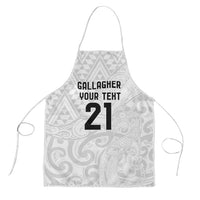 New Zealand Rangatira Custom Apron All White Niho Taniwha Maori Tribal - Polynesian Pride