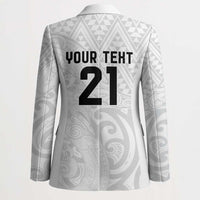 New Zealand Rangatira Custom Blazer All White Niho Taniwha Maori Tribal - Polynesian Pride
