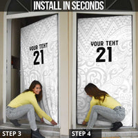 New Zealand Rangatira Custom Door Cover All White Niho Taniwha Maori Tribal - Polynesian Pride