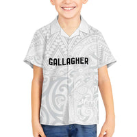 New Zealand Rangatira Custom Family Matching Puletasi and Hawaiian Shirt All White Niho Taniwha Maori Tribal