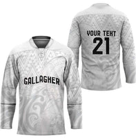 New Zealand Rangatira Custom Hockey Jersey All White Niho Taniwha Maori Tribal LT9 - Polynesian Pride