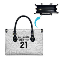 New Zealand Rangatira Custom Leather Bag All White Niho Taniwha Maori Tribal - Polynesian Pride