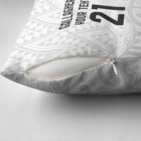 New Zealand Rangatira Custom Pillow Cover All White Niho Taniwha Maori Tribal - Polynesian Pride