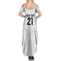 New Zealand Rangatira Custom Summer Maxi Dress All White Niho Taniwha Maori Tribal