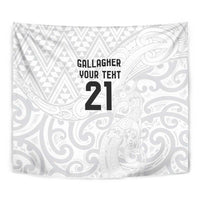 New Zealand Rangatira Custom Tapestry All White Niho Taniwha Maori Tribal