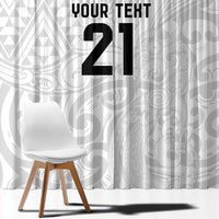 New Zealand Rangatira Custom Window Curtain All White Niho Taniwha Maori Tribal