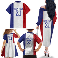 New Zealand Rugby Pacific Personalised Family Matching Off The Shoulder Long Sleeve Dress and Hawaiian Shirt Maori Style Tribal Tapa Pattern