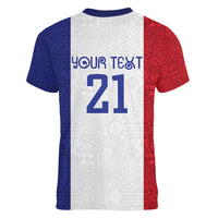 New Zealand Rugby Pacific Personalised Women V-Neck T-Shirt Maori Style Tribal Tapa Pattern