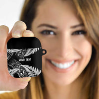 New Zealand Rugby Pacific Personalised AirPods Case All Black Maori Pasifika Fern Pattern LT9 Black - Polynesian Pride