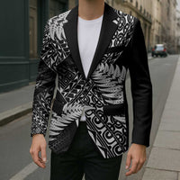 New Zealand Rugby Pacific Personalised Blazer All Black Maori Pasifika Fern Pattern - Polynesian Pride