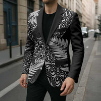 New Zealand Rugby Pacific Personalised Blazer All Black Maori Pasifika Fern Pattern - Polynesian Pride