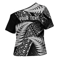 New Zealand Rugby Pacific Personalised Cross Shoulder Shirt All Black Maori Pasifika Fern Pattern - Polynesian Pride