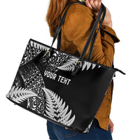New Zealand Rugby Pacific Personalised Leather Tote Bag All Black Maori Pasifika Fern Pattern