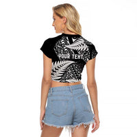 New Zealand Rugby Pacific Personalised Raglan Cropped T Shirt All Black Maori Pasifika Fern Pattern