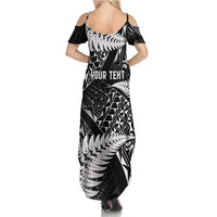 New Zealand Rugby Pacific Personalised Summer Maxi Dress All Black Maori Pasifika Fern Pattern