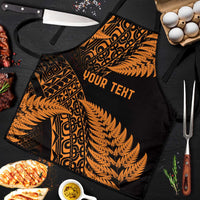 New Zealand Rugby Pacific Personalised Apron All Gold Maori Pasifika Fern Pattern - Polynesian Pride