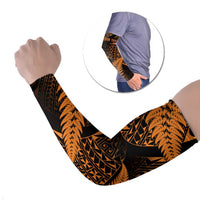 New Zealand Rugby Pacific Personalised Arm Sleeves All Gold Maori Pasifika Fern Pattern - Polynesian Pride