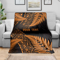 New Zealand Rugby Pacific Personalised Blanket All Gold Maori Pasifika Fern Pattern