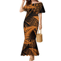 New Zealand Rugby Pacific Personalised Family Matching Mermaid Dress and Hawaiian Shirt All Gold Maori Pasifika Fern Pattern