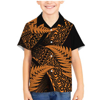 New Zealand Rugby Pacific Personalised Family Matching Mermaid Dress and Hawaiian Shirt All Gold Maori Pasifika Fern Pattern