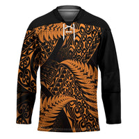 New Zealand Rugby Pacific Personalised Hockey Jersey All Gold Maori Pasifika Fern Pattern LT9 Unisex Gold - Polynesian Pride