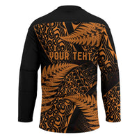 New Zealand Rugby Pacific Personalised Hockey Jersey All Gold Maori Pasifika Fern Pattern LT9 - Polynesian Pride