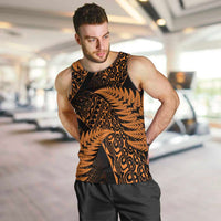 New Zealand Rugby Pacific Personalised Men Tank Top All Gold Maori Pasifika Fern Pattern