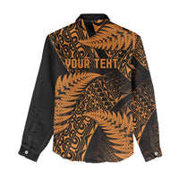 New Zealand Rugby Pacific Personalised Women Casual Shirt All Gold Maori Pasifika Fern Pattern