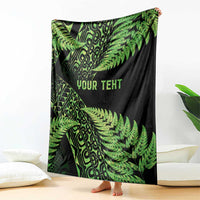 New Zealand Rugby Pacific Personalised Blanket All Lime Maori Pasifika Fern Pattern