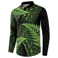 New Zealand Rugby Pacific Personalised Button Sweatshirt All Lime Maori Pasifika Fern Pattern
