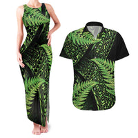 New Zealand Rugby Pacific Personalised Couples Matching Tank Maxi Dress and Hawaiian Shirt All Lime Maori Pasifika Fern Pattern