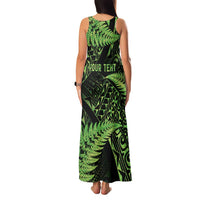 New Zealand Rugby Pacific Personalised Family Matching Tank Maxi Dress and Hawaiian Shirt All Lime Maori Pasifika Fern Pattern
