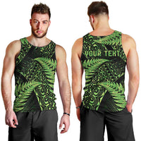 New Zealand Rugby Pacific Personalised Men Tank Top All Lime Maori Pasifika Fern Pattern