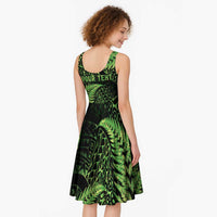 New Zealand Rugby Pacific Personalised Midi Dress All Lime Maori Pasifika Fern Pattern - Polynesian Pride