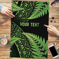 New Zealand Rugby Pacific Personalised Puzzle All Lime Maori Pasifika Fern Pattern - Polynesian Pride