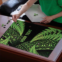 New Zealand Rugby Pacific Personalised Puzzle All Lime Maori Pasifika Fern Pattern - Polynesian Pride
