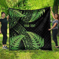 New Zealand Rugby Pacific Personalised Quilt All Lime Maori Pasifika Fern Pattern