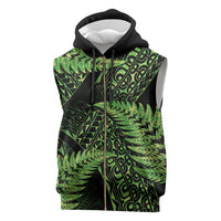New Zealand Rugby Pacific Personalised Sleeveless Zip Hoodie All Lime Maori Pasifika Fern Pattern - Polynesian Pride