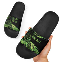 New Zealand Rugby Pacific Personalised Slide Sandals All Lime Maori Pasifika Fern Pattern - Polynesian Pride