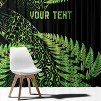 New Zealand Rugby Pacific Personalised Window Curtain All Lime Maori Pasifika Fern Pattern